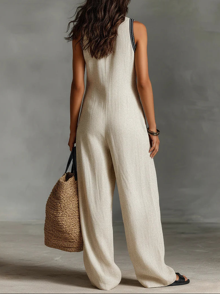 Joelle™ | Minimalist Stand-up Collar Zipper Sleeveless Jumpsuit