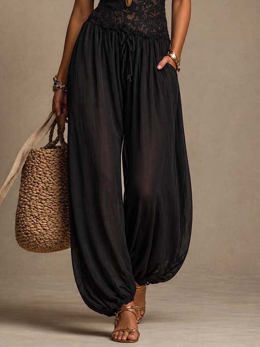 Estelle™ | Lace and Chiffon Spaghetti-Strap Harem Jumpsuit