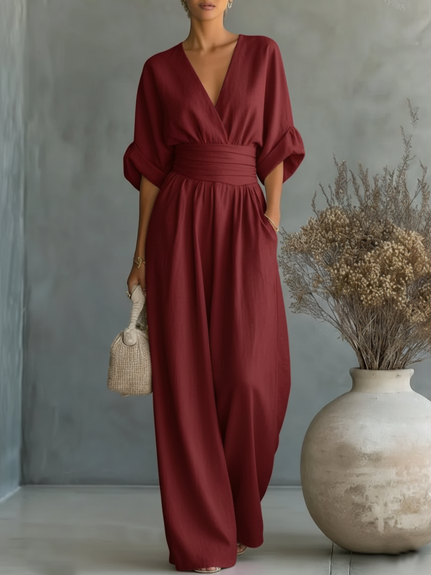 Elegant V-Neck High-Waisted Jumpsuit • S1