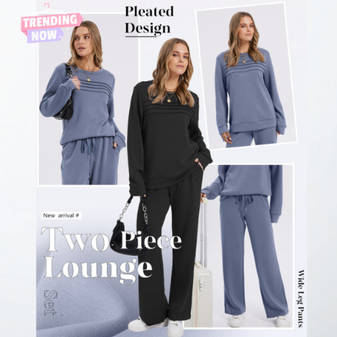 Women's Crew Neck Top & Drawstring Pants Set