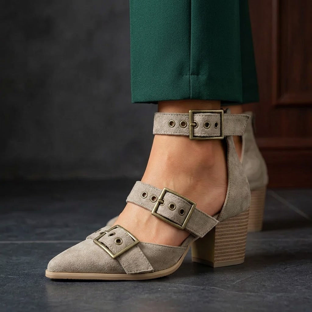 Vivienne Suede Buckle Heels