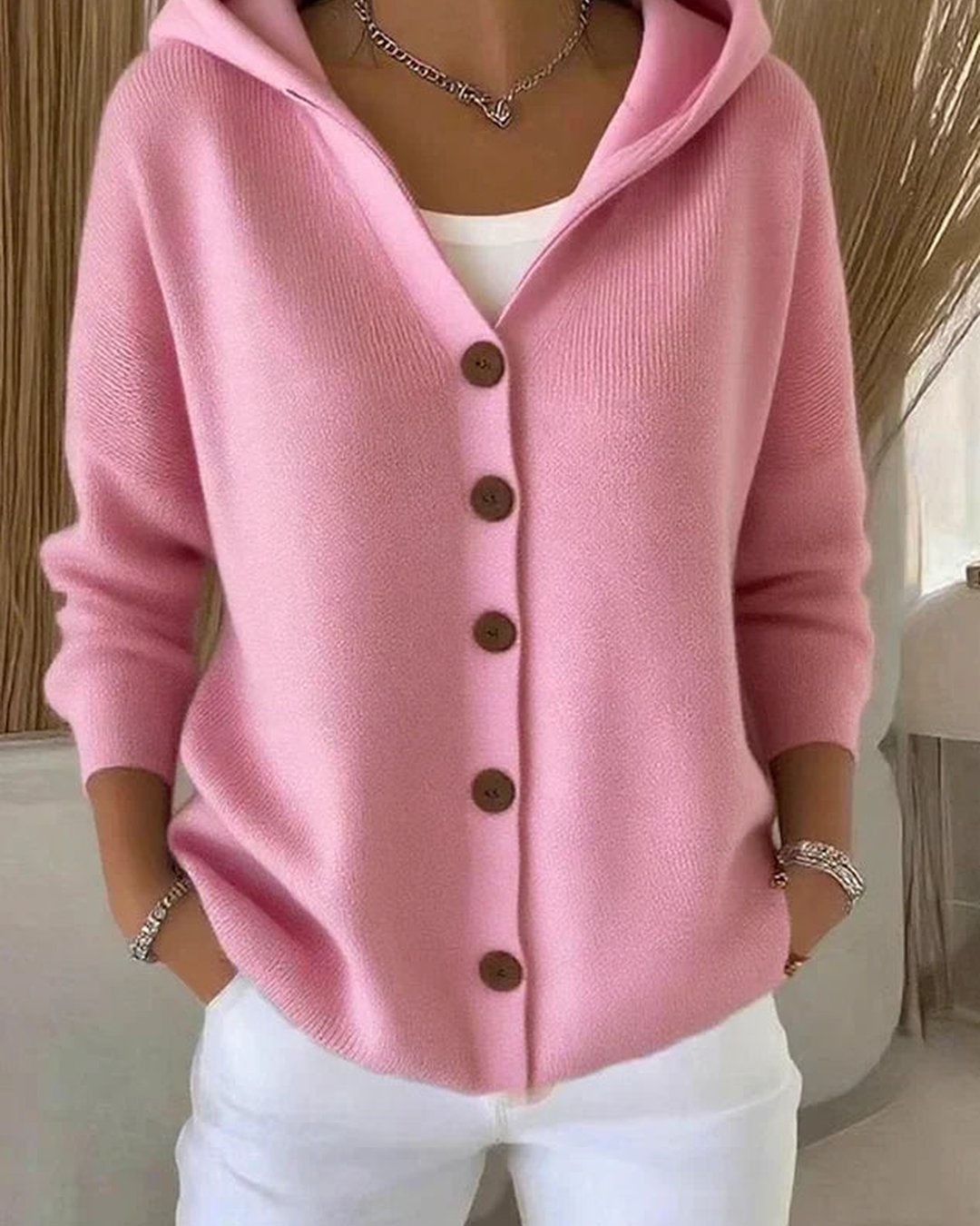 Jaqueline | Hooded Button-Up Knit Cardigan