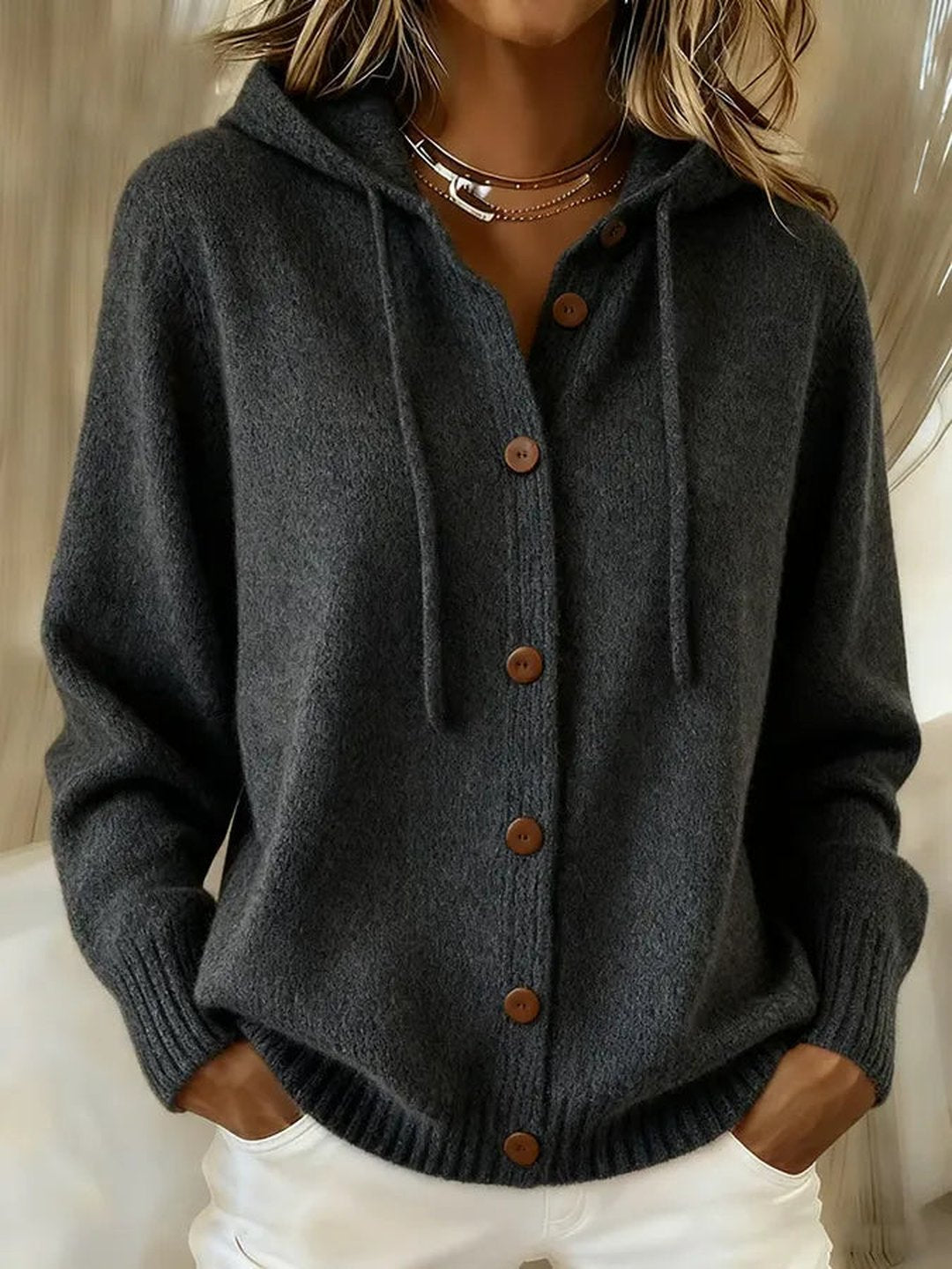 Pola | Cosy Button Cardigan Hoodie
