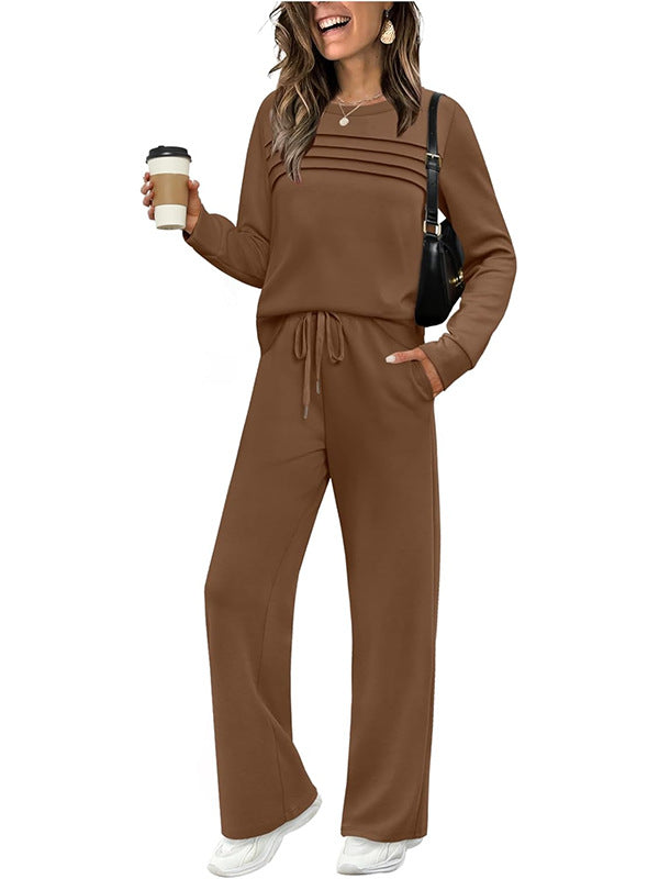 Women's Crew Neck Top & Drawstring Pants Set