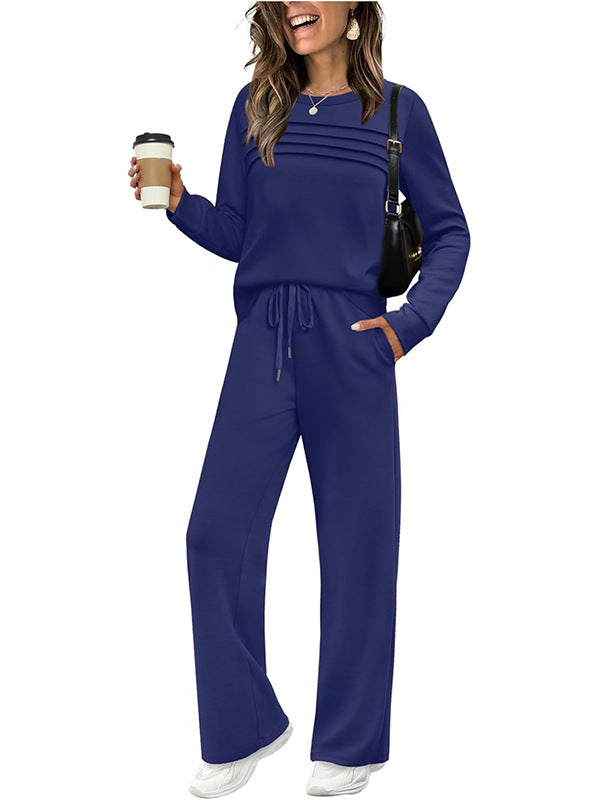 Women's Crew Neck Top & Drawstring Pants Set
