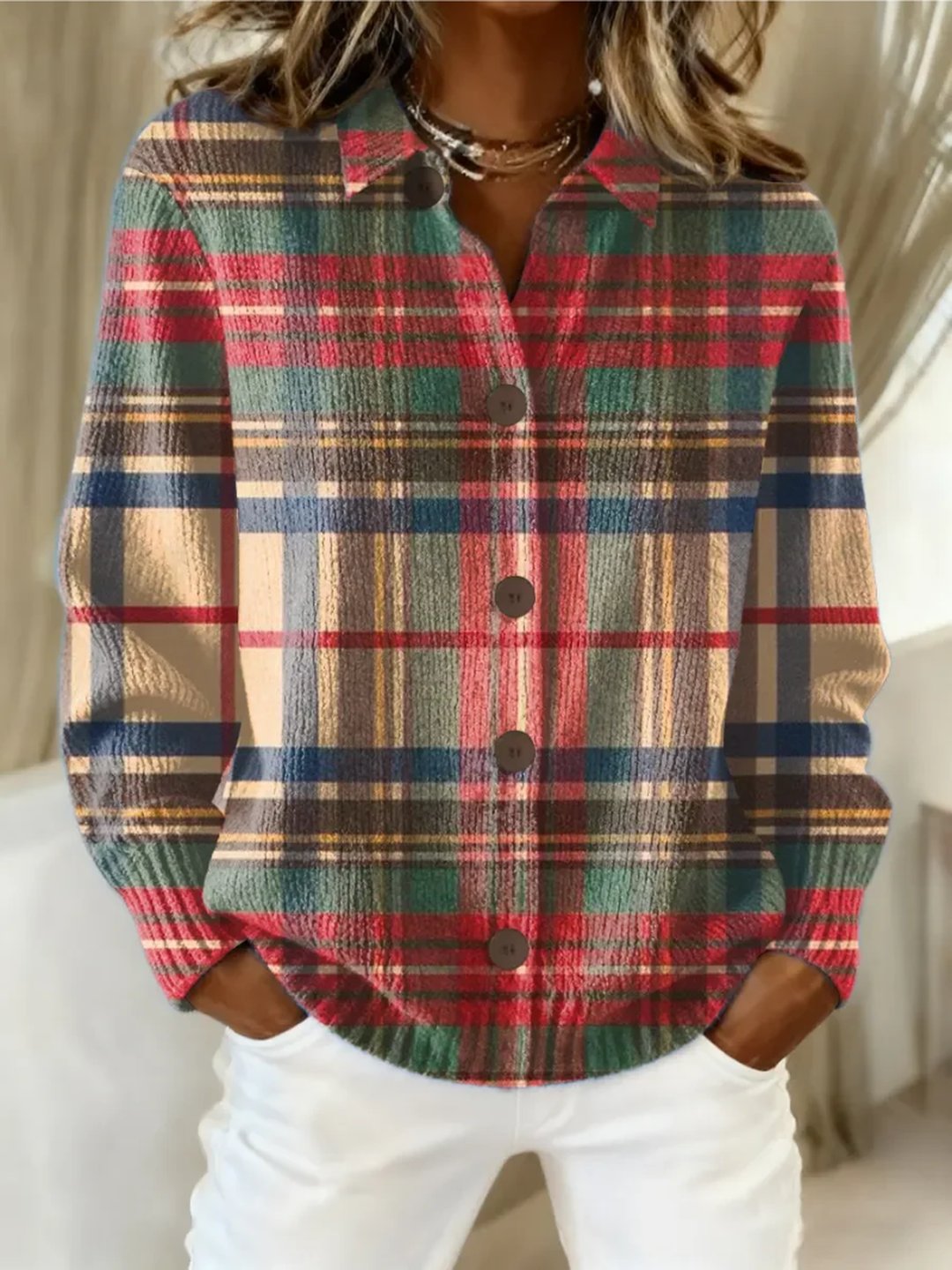 Kristie | Multicolor Plaid Button Cardigan