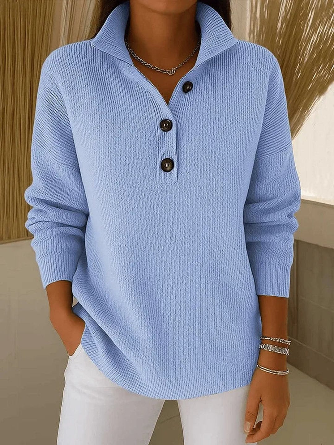 Hannorah | V-Neck Polo Sweater