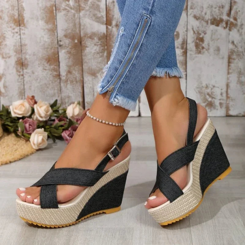 Maya Denim Platform Sandals