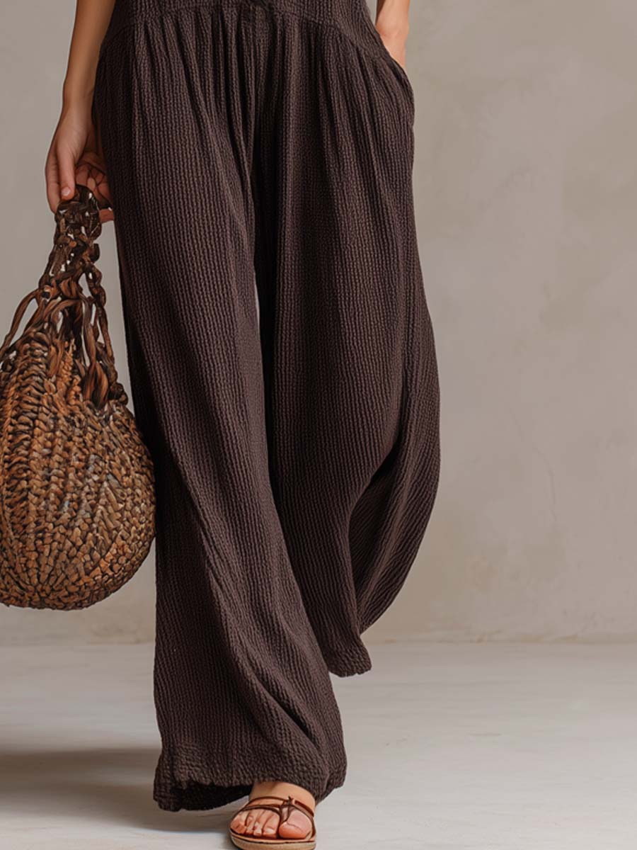 Valérie™ | Retro Ruffled V-neck Wide-leg Jumpsuit