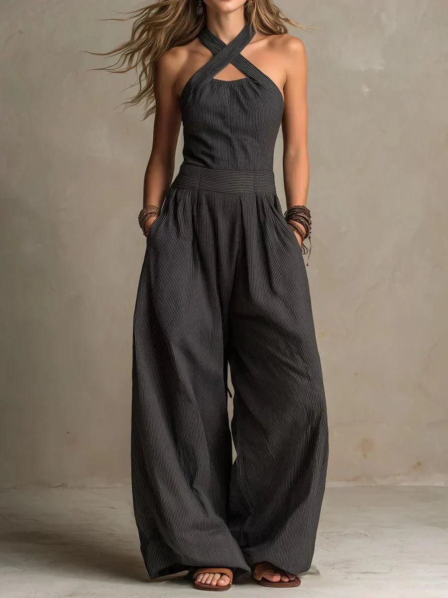 Margot™ | Jumpsuit with Crossed Neckline and Wide Legs
