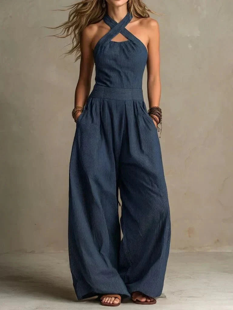 Margot™ | Jumpsuit with Crossed Neckline and Wide Legs